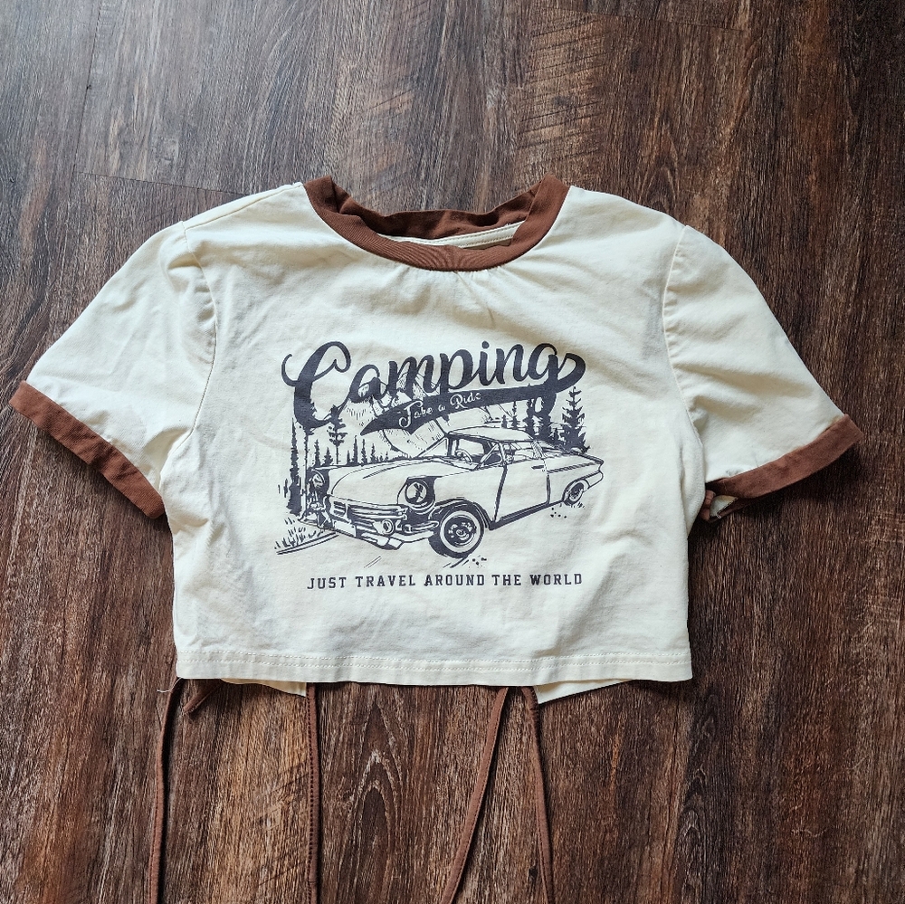 Crop top with wrap around waist string